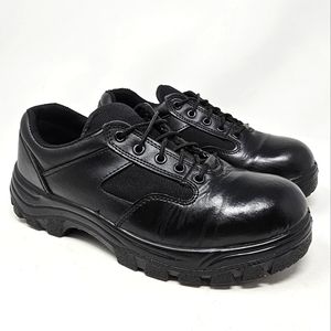 Work Zone Mens Size 6 Safety Toe Black‎ Leather Work Shoes N477 Lace Up